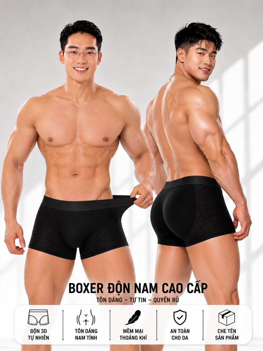quần độn mông nam nguyên khối boxer